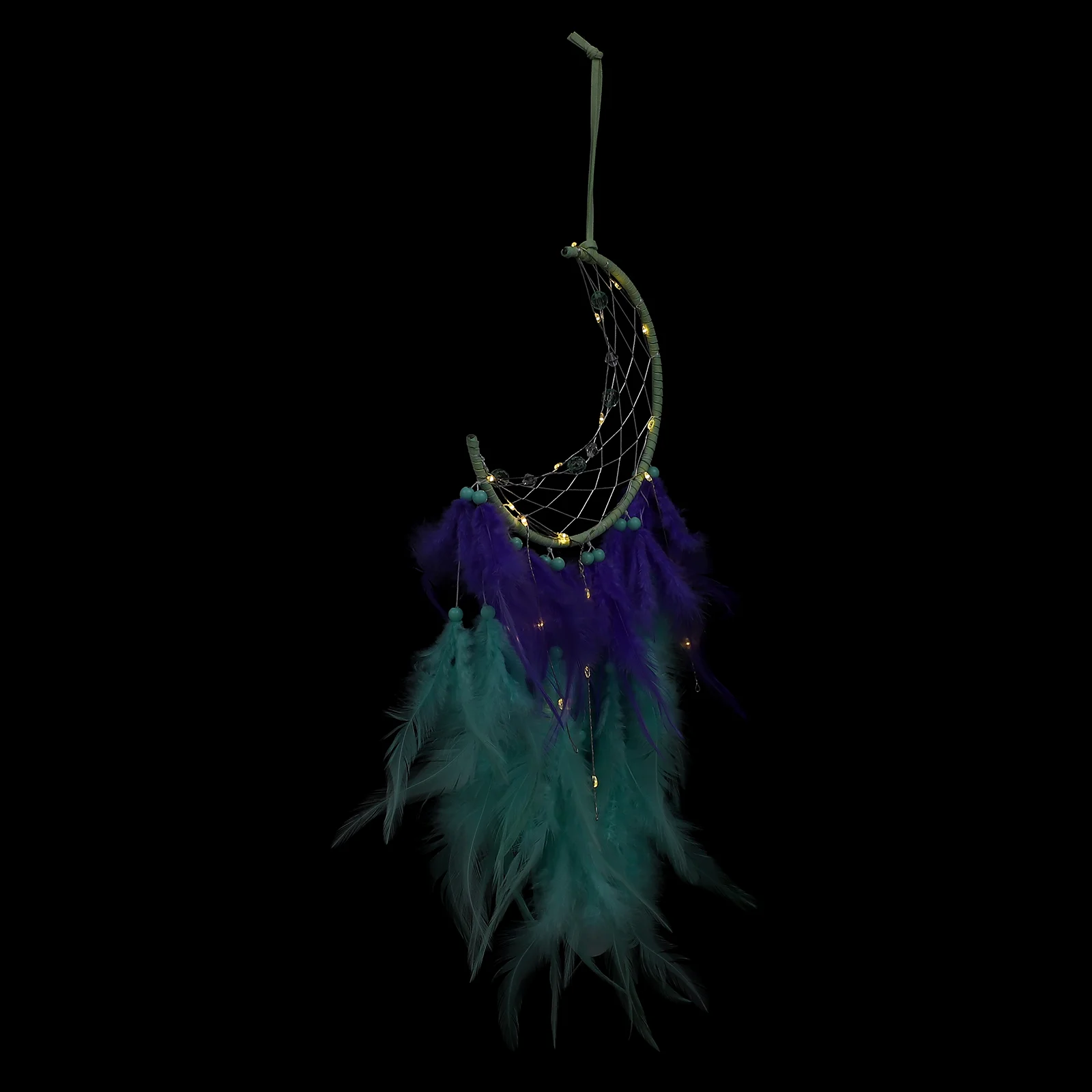 

Glowing Moon Plume Decor Design Dreamcatcher Pendant Unique Home Hanging