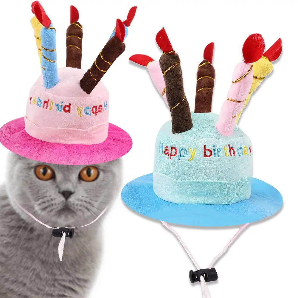 

Cute Pets Dog Cats Birthday Caps Adjustable Corduroy Colorful Candles Small/Medium Dog Hat Puppy Cats Cosplay Costume Headwear