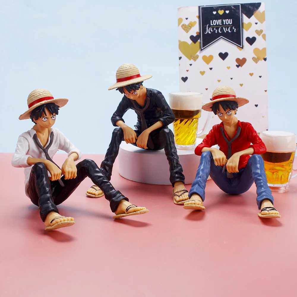 

One Piece Anime Figure Sitting posture Banpresto D Luffy Anime Statue Monkey D Luffy PVC Action Figure Collection Model Toys Gif