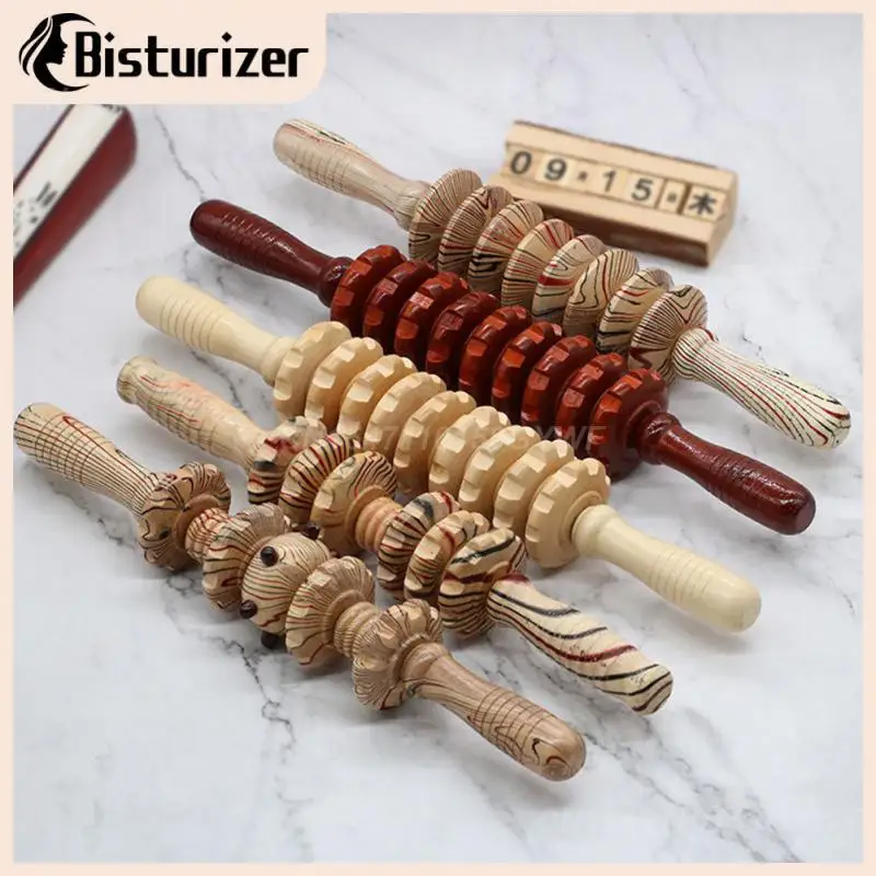 

Yoga Meridian Rod Nine Fine Wheel Shaft Whole Body Massage Roller Pounded Waist Back Massage Neck Leg Wooden Massager