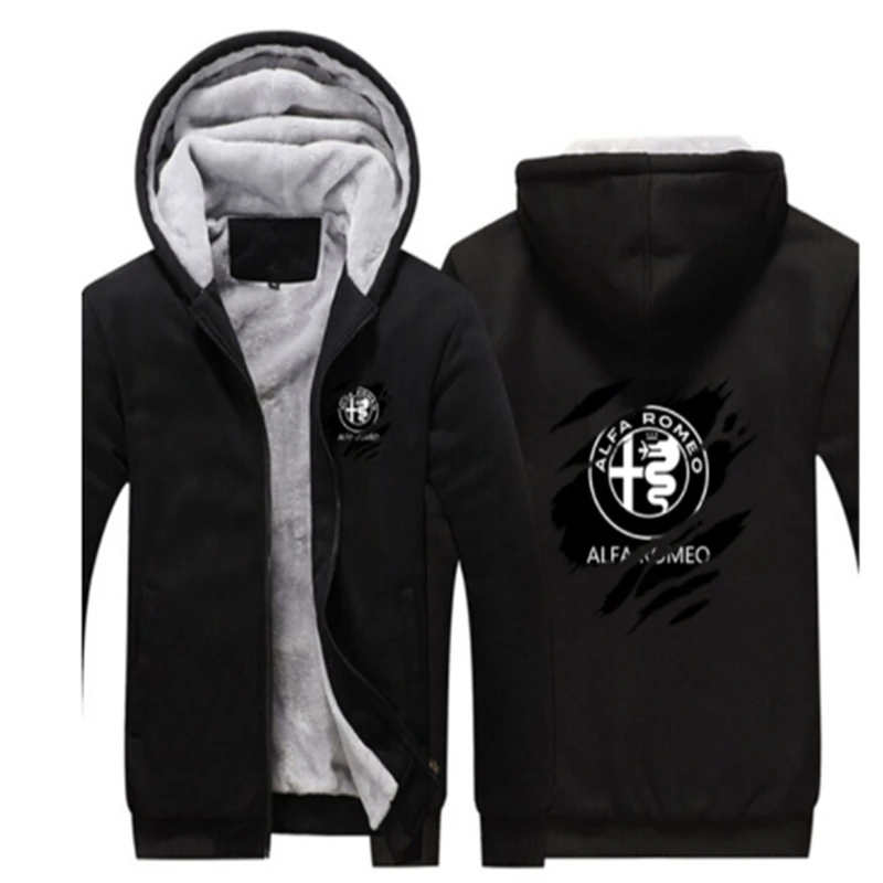 

MEW Winterr Alfa Romeo Logo Hoodies Harajuku Zipper Thicken Fleece Jacket Sport College Male Cotton Mans Casual Coat Warm Tops