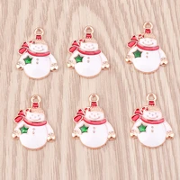 10pcs 16x21mm cartoon snowman charms for jewelry making enamel christmas charms for new year necklaces earrings crafts supplies