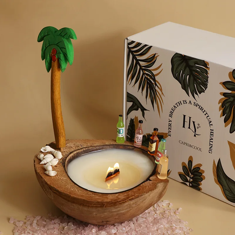 

Aromatherapy Candle Gift Box Coconut Shell Charcoal Fragrance Fragrant Stone Gift Niche Advanced Indoor