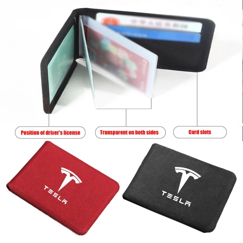 

Auto Driver's License Bag Clip Styling for Tesla Logo Model 3 ModelS ModelX Roadster Leather Cover Card Holder Car Accessories