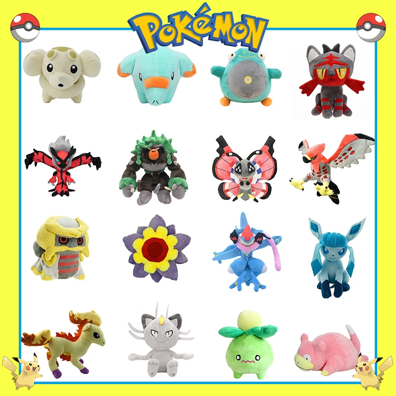 Pokemon Litten Starmie Giratina Smoliv Slowpoke Bellibolt Fidough Meowth Vivillon Ponyta Greninja Plush Stuffed Toys Pillow Doll