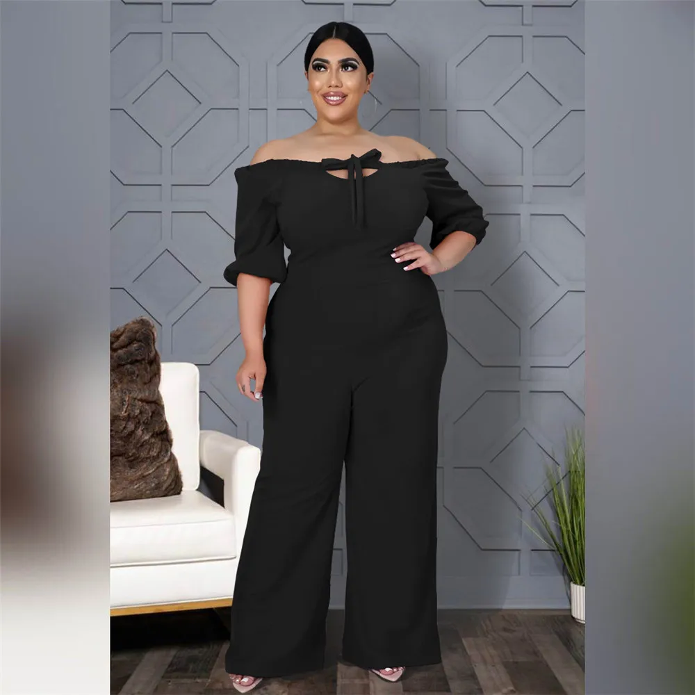 

Jumpsuit Plus Size Jumpsuit Fashion Solid Color One Shoulder Strap Wide Leg Pants Jumpsuit Autumn Spring New Fashion 2022 Office