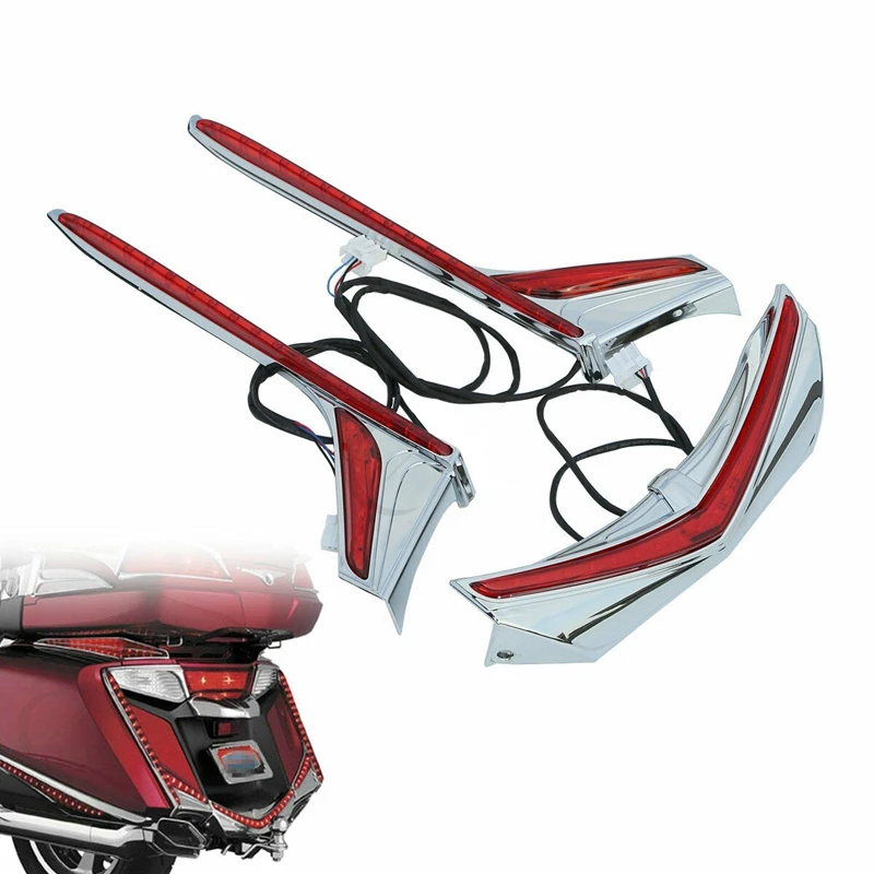 

Motorcycle Fender Tip Accent Vertical LED Tail Light Strip for Honda Goldwing F6B GL1800 13-17 Silver+Red