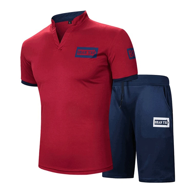 Summer Men's Sportswear Sets Short Sleeve Casual Tracksuit Men T Shirts+Sport Shorts Suit Male Fitness Clothing Mens Set Joggers