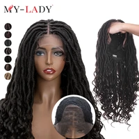 my lady synthetic 25inches lace front wig frontal lace part with baby hair goddess locs braided wigs hair for black woman people