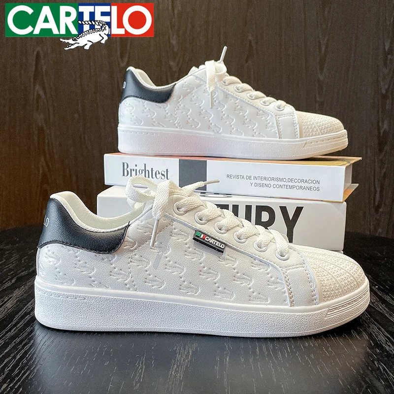 Купи CARTELO 2022 New Shell Head Women's Sneakers Comfort Outdoor Walking Flat Shoes Spring and Autumn White Casual Sports Shoes за 1,295 рублей в магазине AliExpress