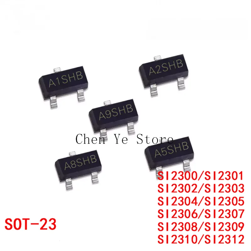 100PCS SI2300 SI2301/2302/2303/23 04/2307/2310/2312  SOT-23 MOS Field-effect transistor