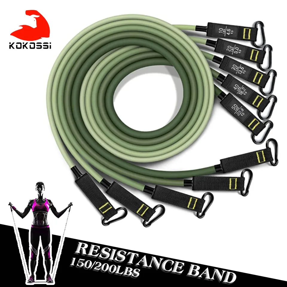 

KoKossi 11Pcs 150/200LBS Resistance Bands Set Elastic Bands Workouts Strength Training Tension Home Bodybuilding Belt Women Men