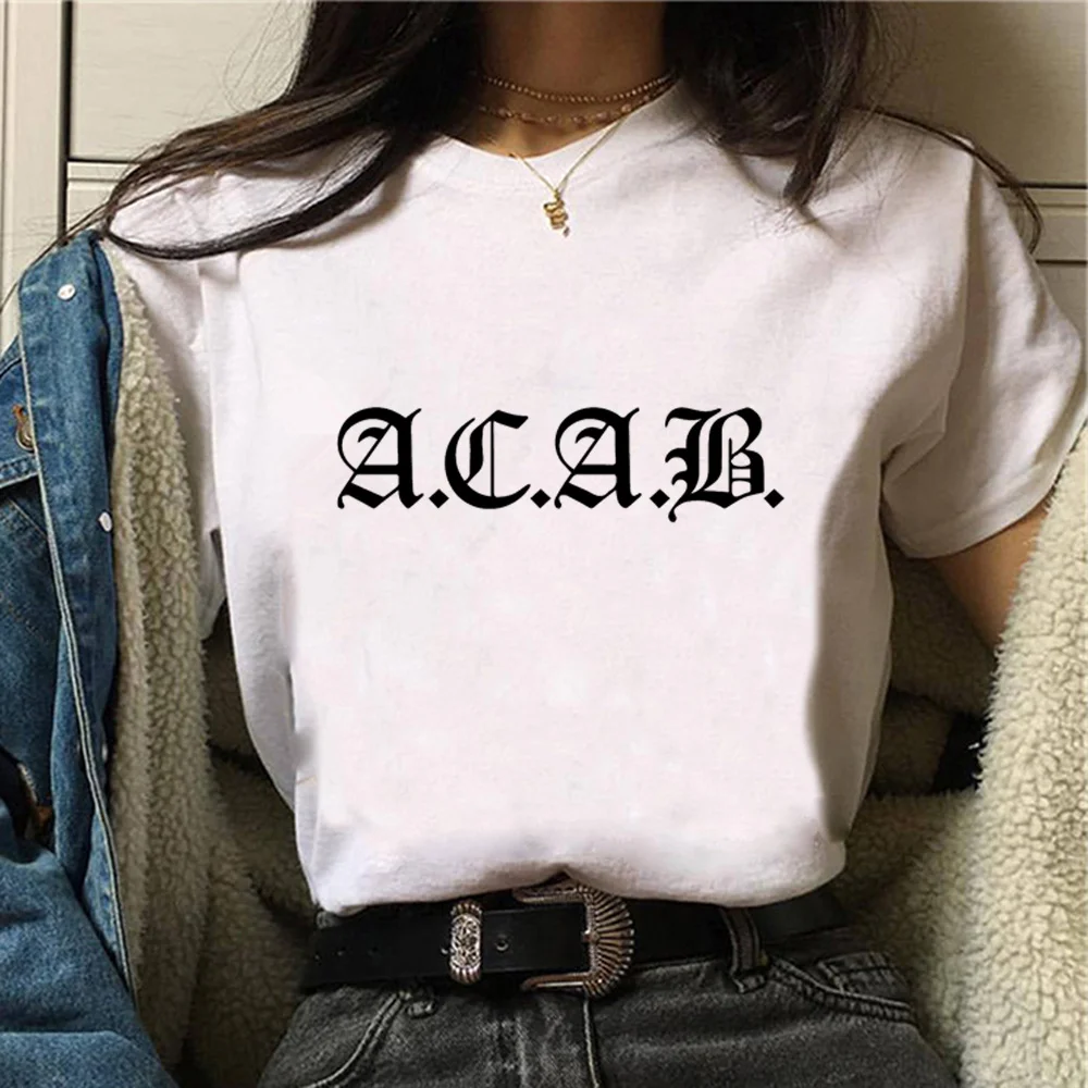 

Acab tshirt women harajuku funny Japanese t shirt female 2000s funny clothes