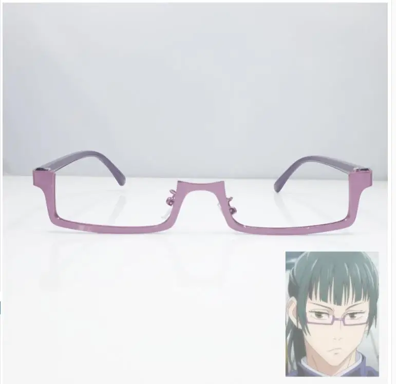

Jujutsu Kaisen Anime Cosplay Costume Maki Zenin Eyewear Purple Half Frame Glasses Eyeglasses Unisex Accessories Prop