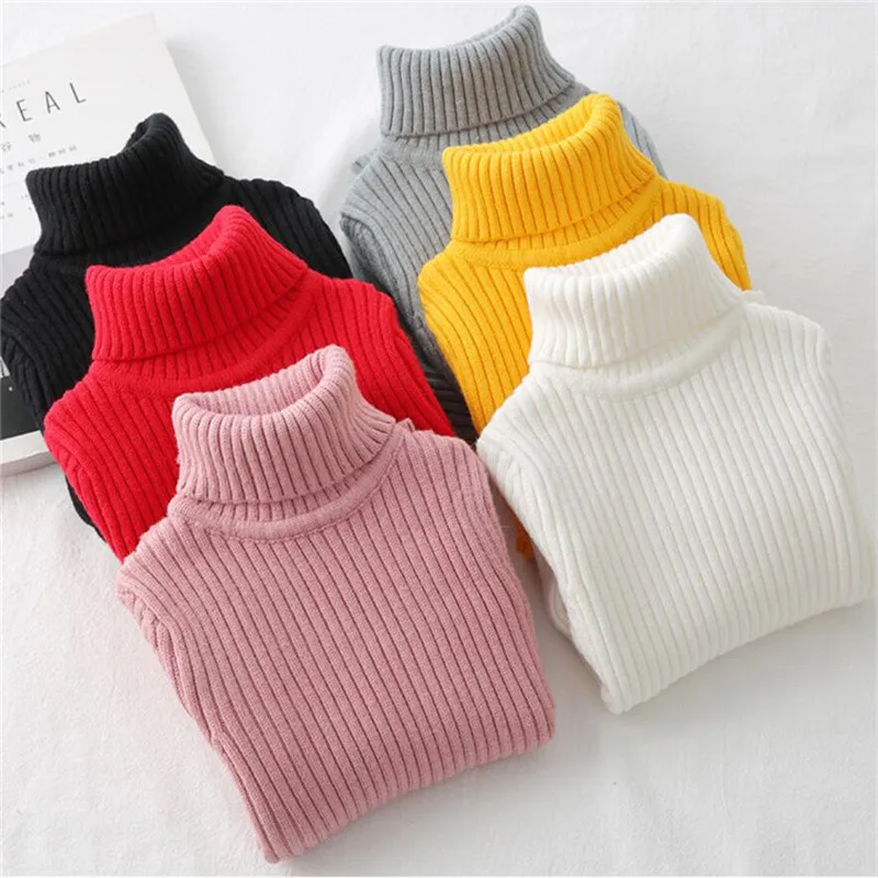 

Baby Girls Winter Turtleneck Sweater Colthes Autumn Boys Children Clothing Pullover Knitted Solid Kids Sweaters свитера детские