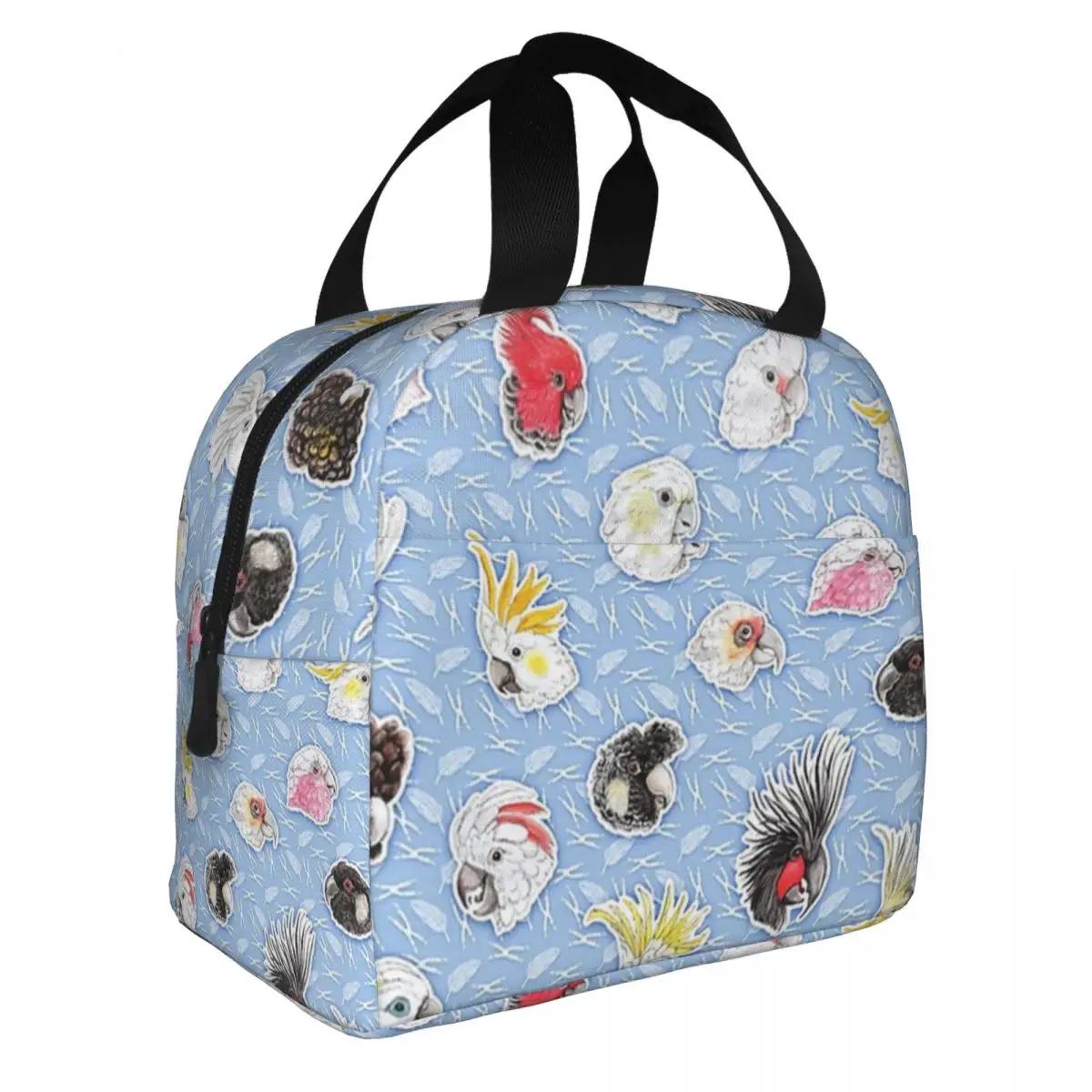 21 Cockatoos (in Light Blue) Lunch Bento Bags Portable Aluminum Foil thickened Thermal Cloth Lunch Bag for Women Men Boy