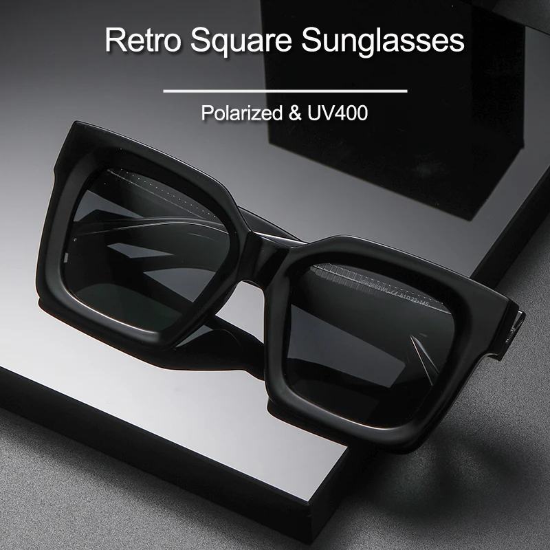 

Очки солнцезащитные для мужчин и женщин, модные ретро квадратные Поляризационные солнечные очки в винтажном стиле, для вождения автомобиля...
