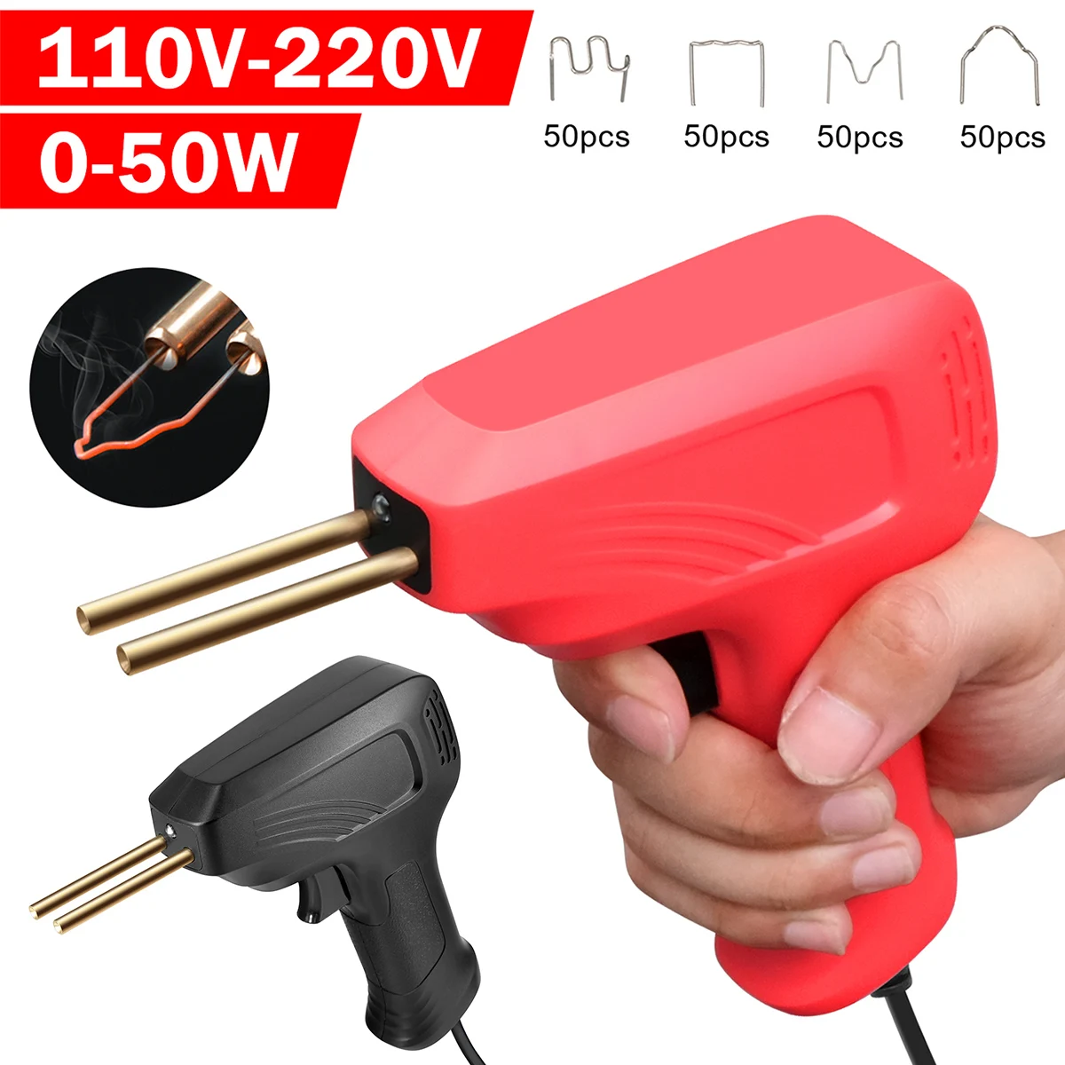 

Пластиковый сварочный аппарат, 50 Вт, 220 В, набор для ремонта трещин на бампере автомобиля со скобами из сварочной проволоки, многоразовый горячий степлер, инструменты, сварочный пистолет, аппарат