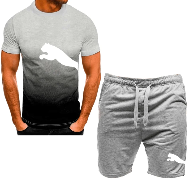 Men's branded t-shirt sets, tops and shorts, activewear, casual wear, polyester shirts, streetwear, summer fashion