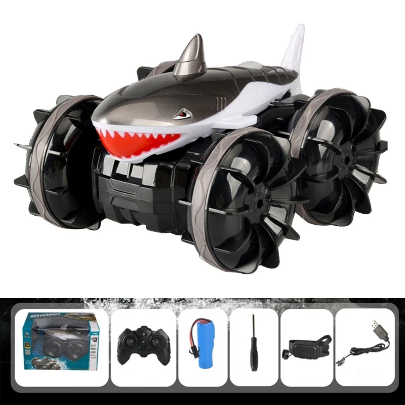 

Water-resistant RC Car 2.4Ghz Shark Stunt Pool Toy Off Road All Terrain RC