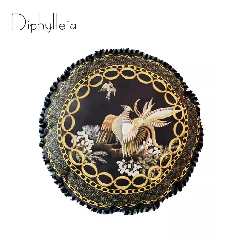 

Diphylleia American Style Pheasant Birds Cushion Cover Luxe Velvet Textured Round Pillowcase Romantic And Comfortable Home Decor