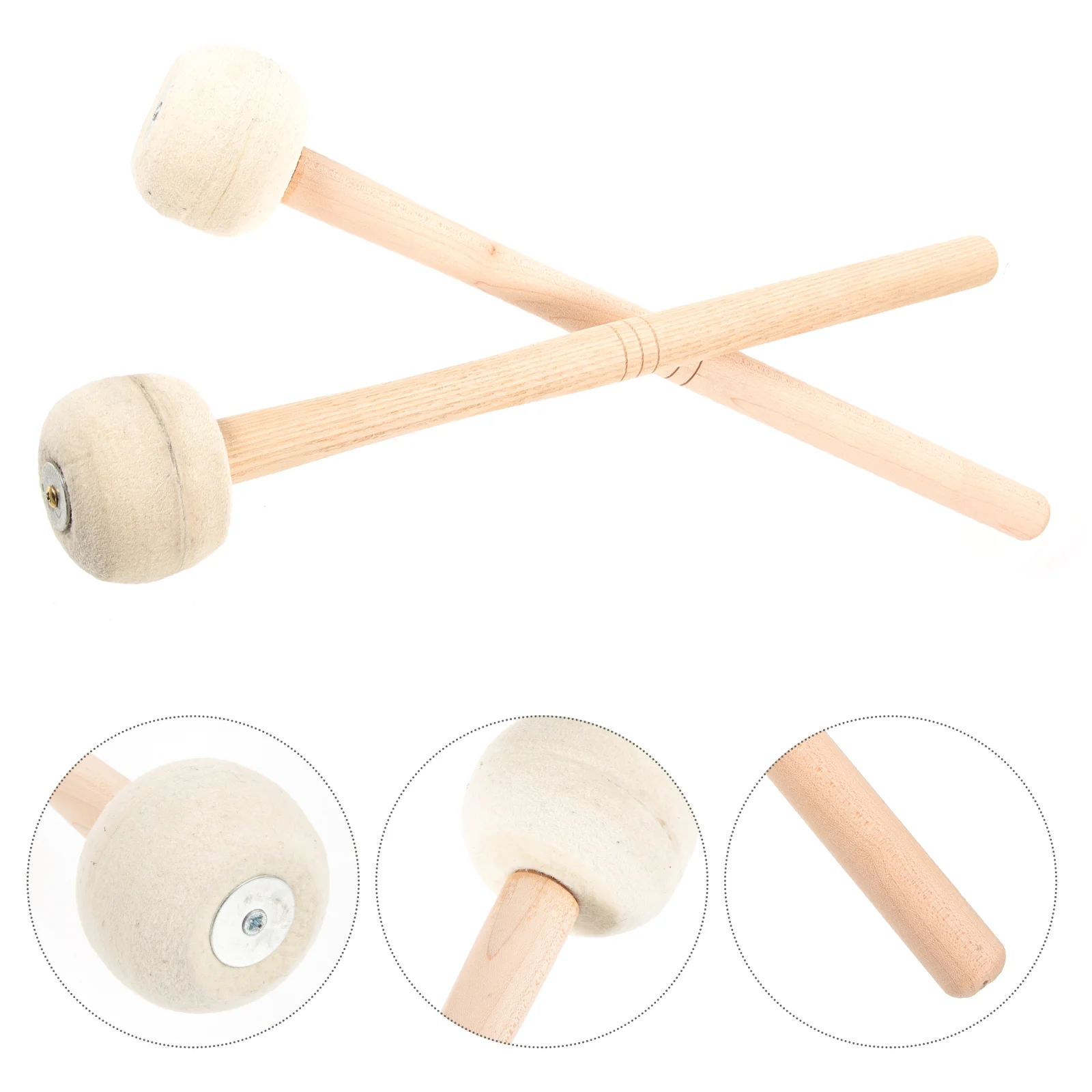 

2 pcs Non-slip Drum Mallet Drumstick Felt Percussion Drum Sticks Wooden Bass Drum Sticks