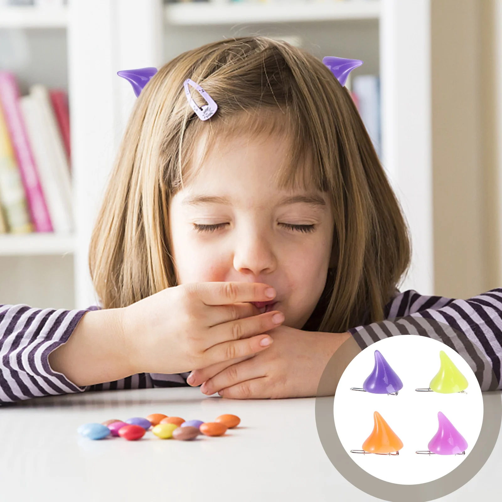 16 шт. заколки для волос на Хэллоуин аксессуары зажимы карточек детский рог