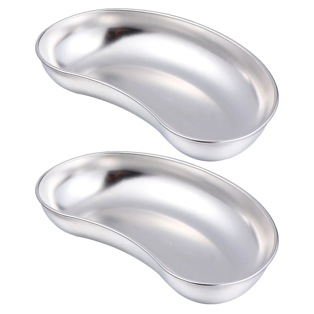 

2pcs Spit Tray Kidney Dish Kidney Shape Basin Instrument Tray Bathroom Organizer Tray Holloware