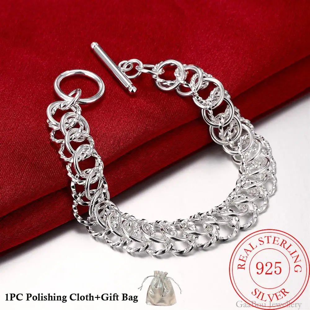 

2020 new fashion Wholesale men women 925 Stamp Silver Color bracelets Round Chain Charm Fashion Party Wedding Jewelry Gift