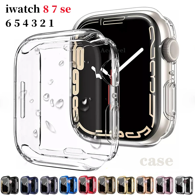 

case For Apple watch 8 7 45mm 41mm 44mm 40mm 42mm 38MM Screen Protector Full TPU bumper cover iwatch series 8 7 SE 6 5 4 3 case