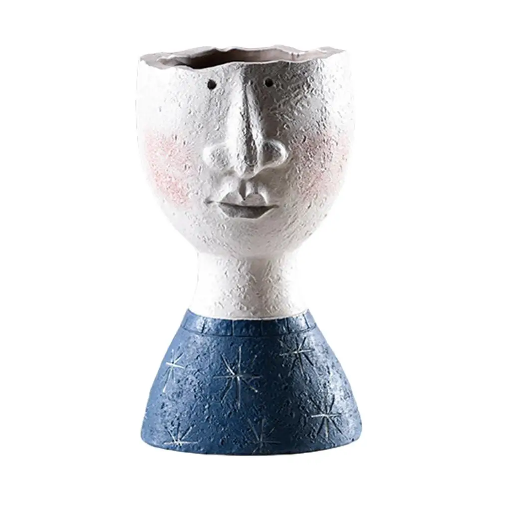 

Art Portrait Flower Pot Vase Sculpture Resin Human Face Family Flower Pot Handmade Garden Storage Flower Arrangement Home Decors