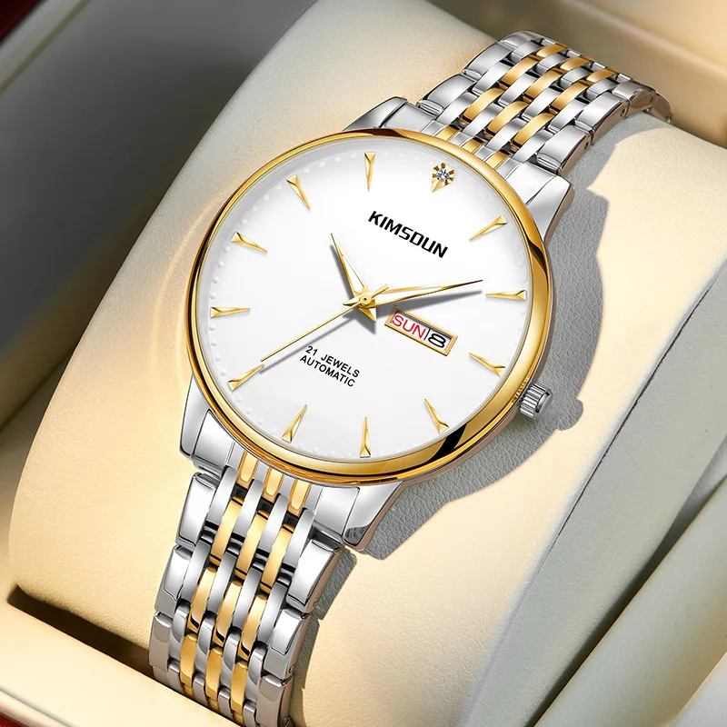 

Business men's watch stainless steel dual calendar night light waterproof fully automatic mechanical watch