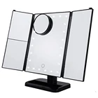 Зеркало для макияжа со светодиодной подсветильник кой и сенсорным экраном, настольное складное регулируемое с увеличением 1X2X3X10X