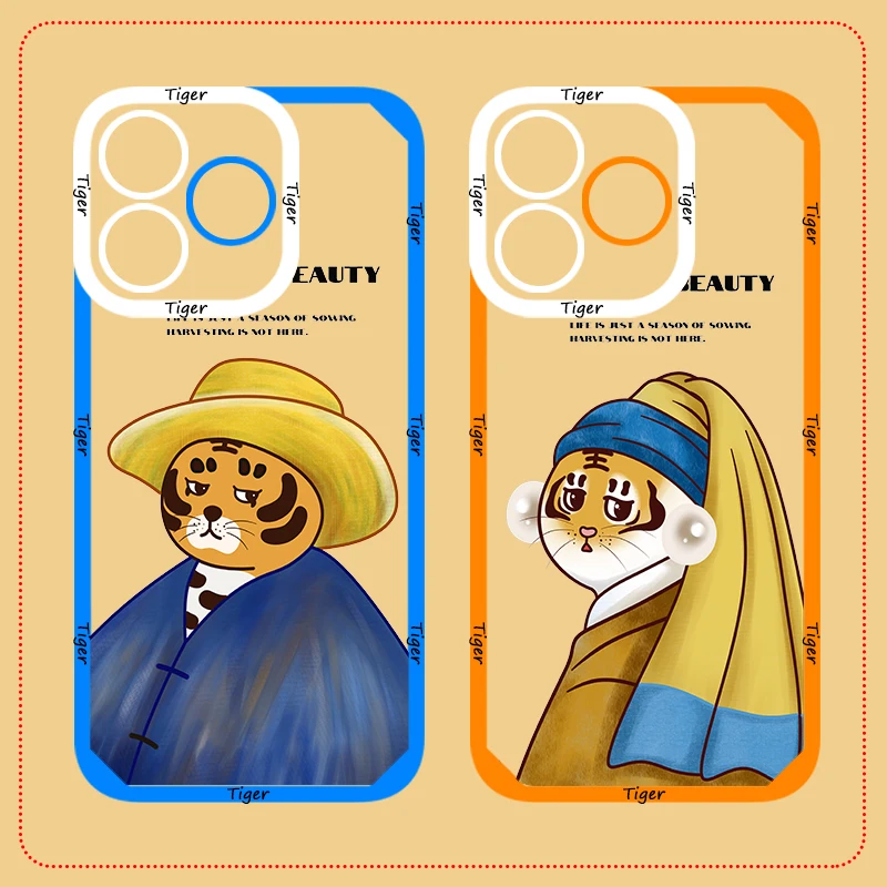 

Tiger Animal Phone Case for iPhone 14 13 12 Pro Max Cover Transparent TPU for iPhone 11 Pro Max 7 8 Plus X XS XR SE 2020 Shell