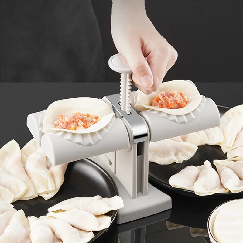 

Fully Automatic Dumpling Machine Double Head Press Dumplings Mold DIY Empanadas Ravioli Mould Dumpling Sealer Kitchen Artifact