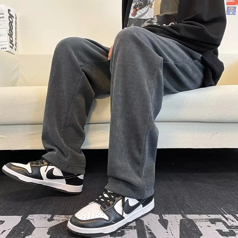 Мужские осенние модные вельветовые брюки облегающие повседневные длинные с