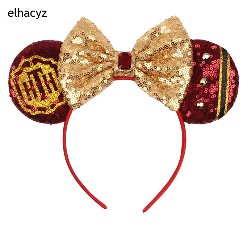 10Pcs Wholesale Popular Sequins Mouse Ears Headband Glitter Hair Bow Girls Women Party Hairband Kids Festival Hair Accessories