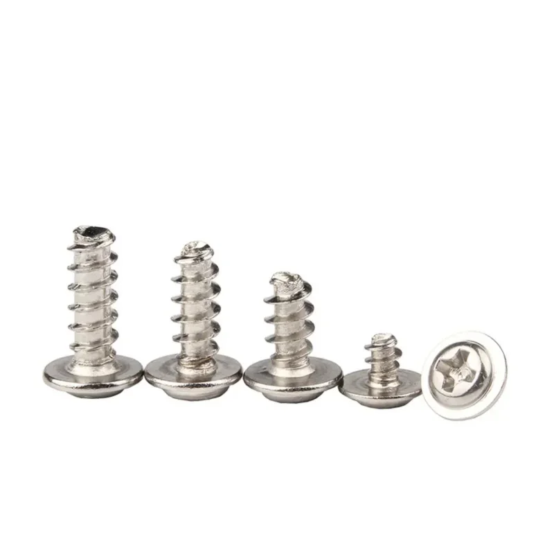 Никелированная черная углеродистая сталь, крестообразная круглая головка, саморезы с плоским хвостом и подушечкой, мини-винты M1.4 ~ M4, винты по дереву