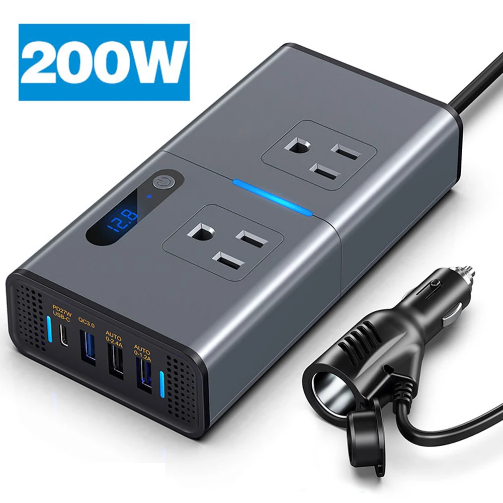 

DC12V To AC 220V Car Power Inverter Charger Converter Adapter Type-C Super Fast Charger US Standard USB Inverter US JP Socket