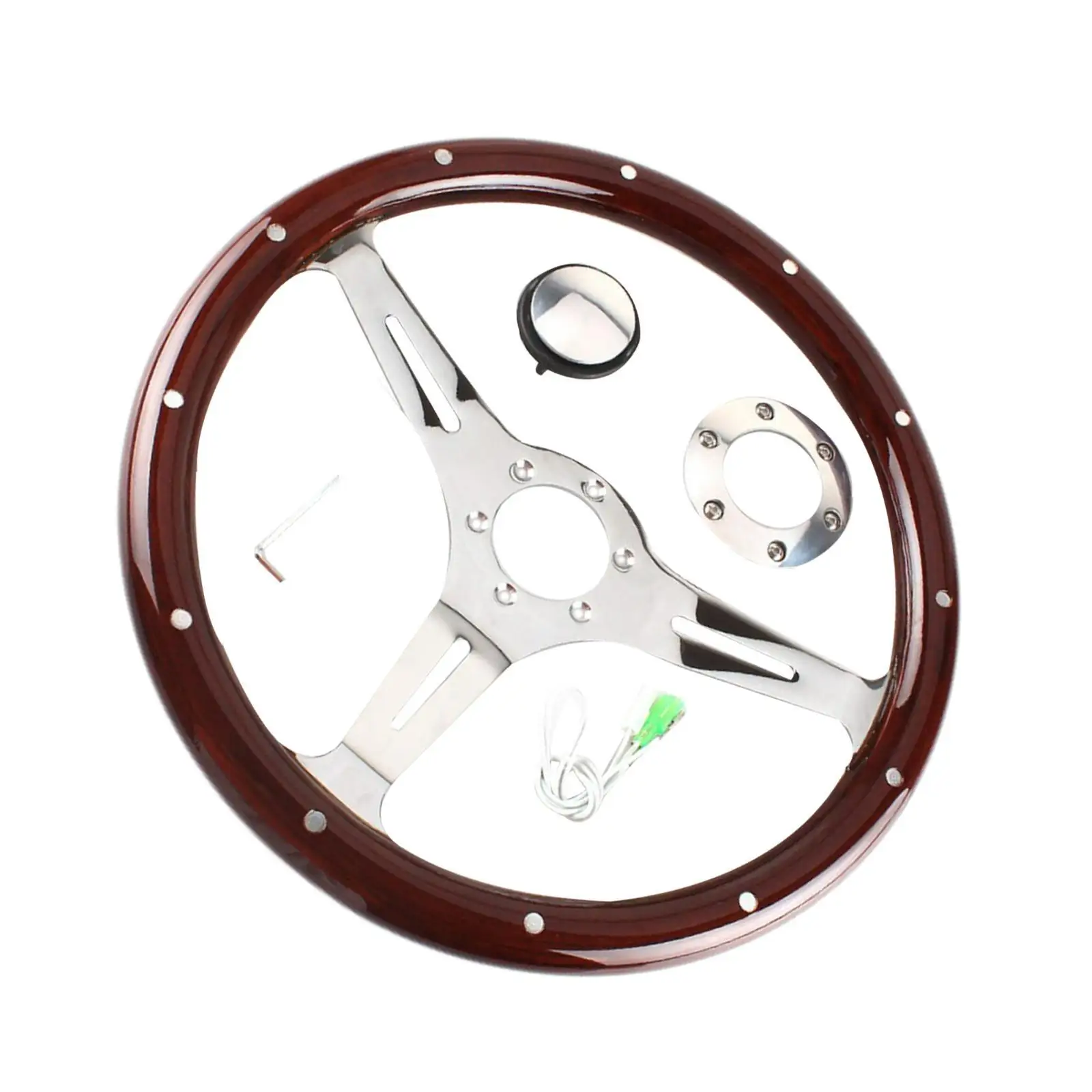 

380 мм, 15 дюймов, Ностальгический стиль, деревянное рулевое колесо, грецкий орех, 3 Спицы