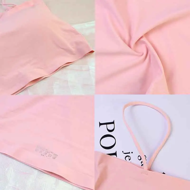 Fashion Sexy Bras for Women Push Up Lingerie Ice Silk Seamless Word Sling Female Tube Top 2022 Fashion