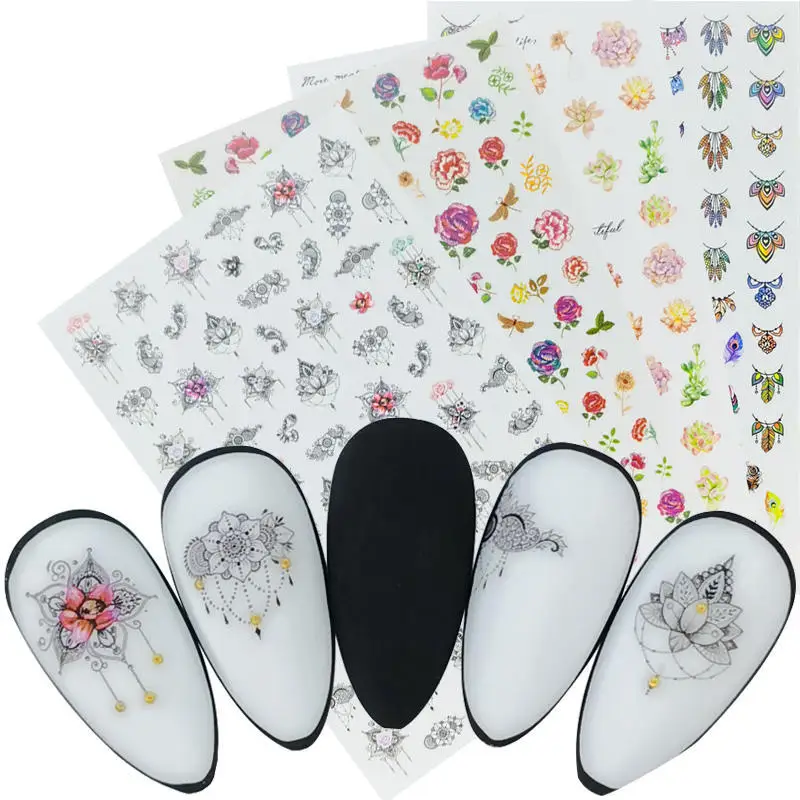 

Креативные Полупроницаемые наклейки для ногтей, наклейки для ногтей с буквами, цветами, лавандой, мясом, Нарциссом, мясом, мороженым