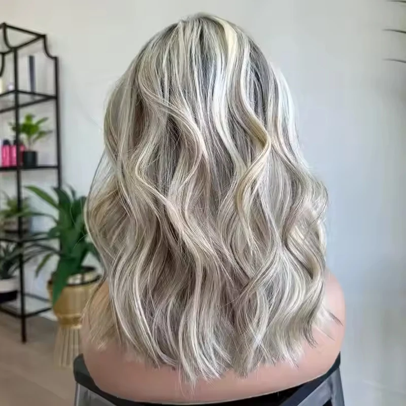 Натуральный хайлайтер цветной кружевной парик из синтетических волос