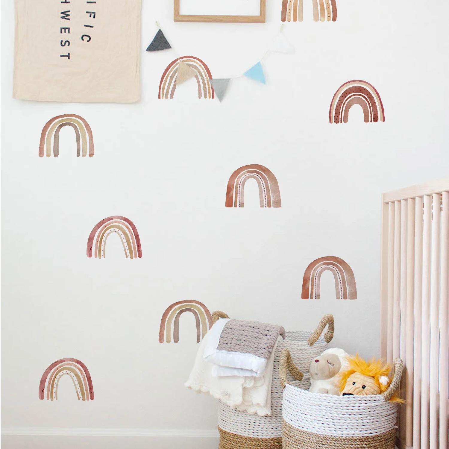 

INS Boho Rainbow Wall Decals Wall Stickers for Baby Room Nursery Kids Bedroom Wall Art Removable PVC Wallpaper Home Decoration