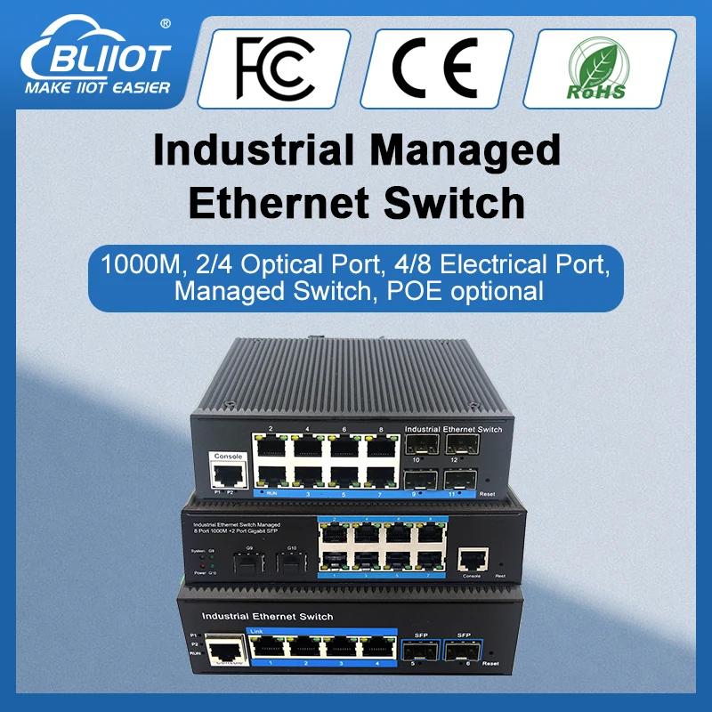 BLiiot managed switch poe  4 8 port Fiber optic signal conversion sfp with 2 4 8 SFP Fiber Ports