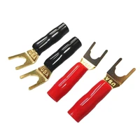 10pcs y type gold plated solderless speaker spade banana plug u adapter connectors high quality for electronic equipment