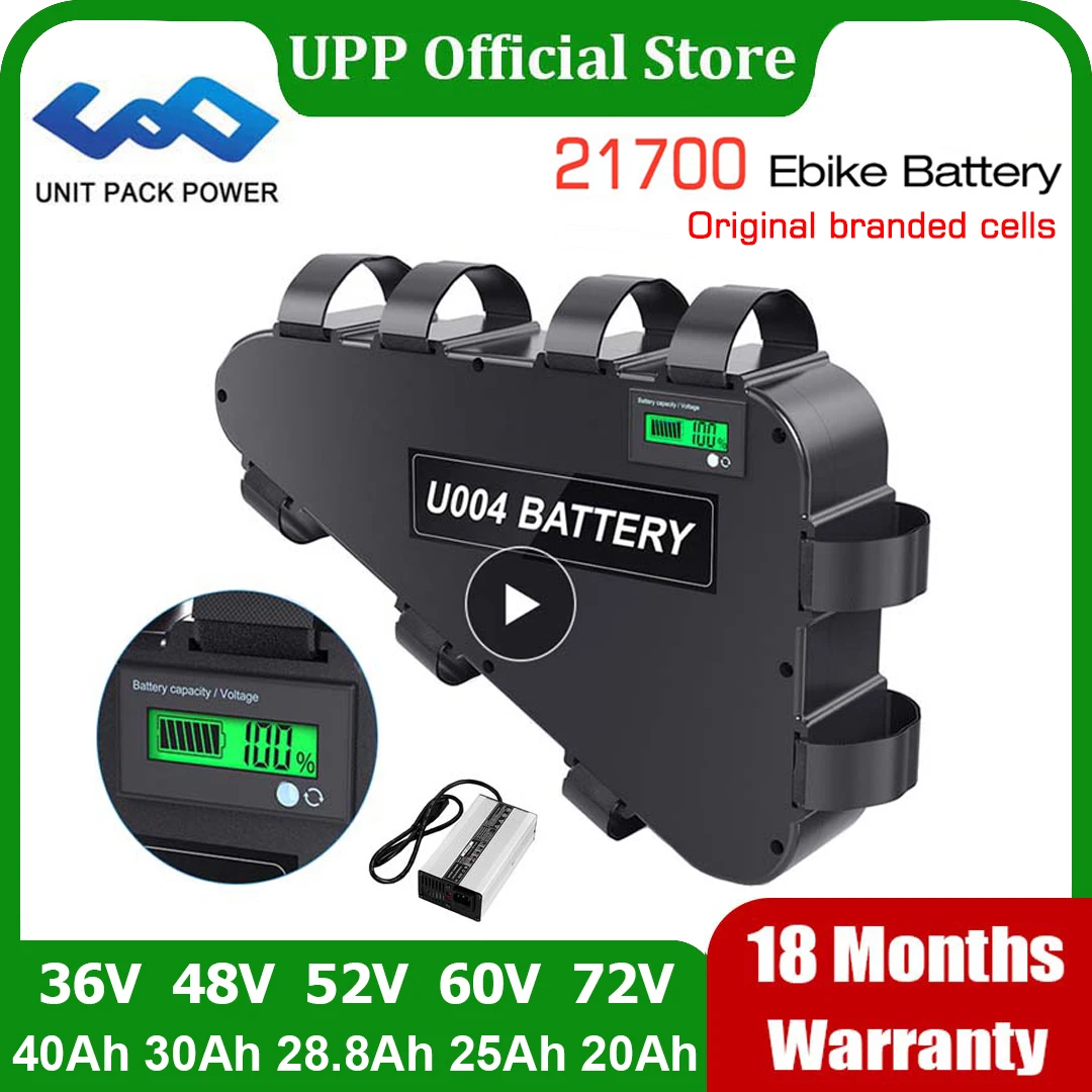 Оригинальный 21700 EBike аккумулятор треугольник 52V 48V 28.8Ah 72V 60V 36V 19.2Ah 24Ah 38.4Ah блок батарей электрического велосипеда Аккумулятор для 250W-3000W