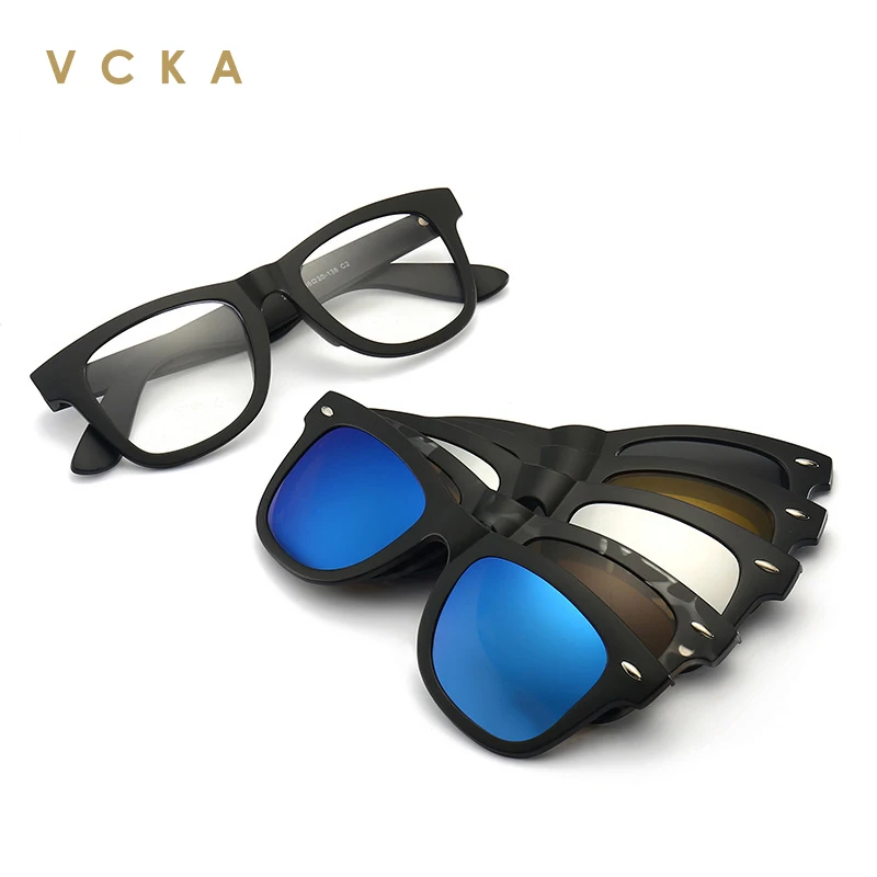 

Мужские поляризованные солнцезащитные очки VCKA, велосипедные разноцветные очки с 5 клипсами, модная женская оправа для близорукости