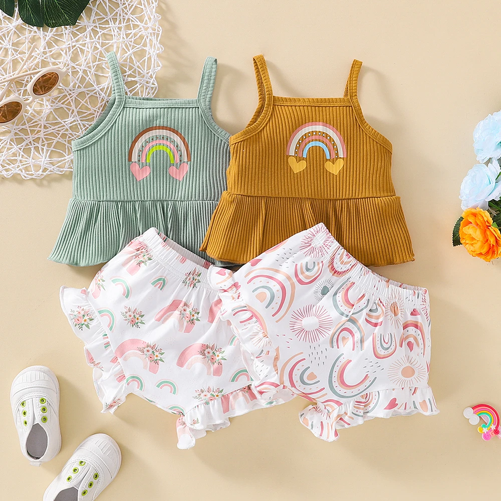 The Latest Summer 2022 Baby Girl Suit, Cotton Suspender Top + Comfortable Bloomers Briefs, Suitable For 6 Months To 3 Years Old