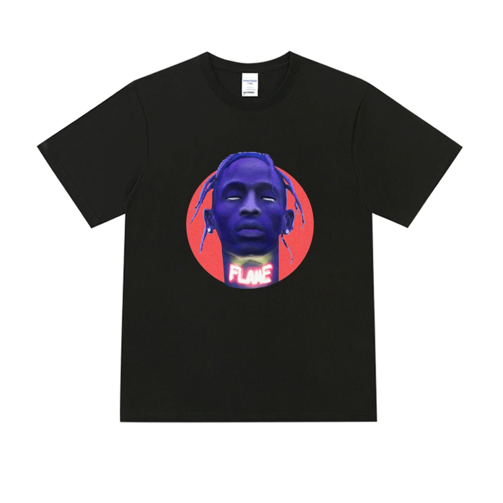

Travis "flame" Scott Print T Shirt for Men's Women's Everyday Street Oversized Harajuku Short Sleeve T-Shirt Summer Cotton Tees
